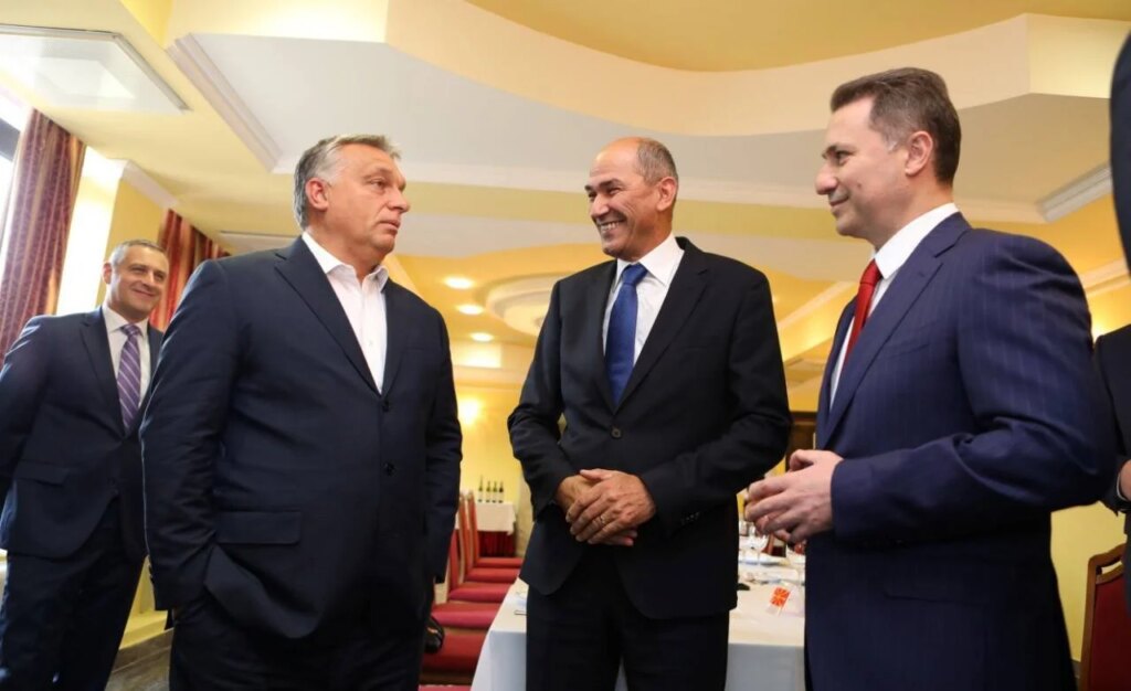 Viktor Orbán, Janez Janša in Nikola Gruevski septembra 2017. Foto: facebook profil Nikole Gruevskega
