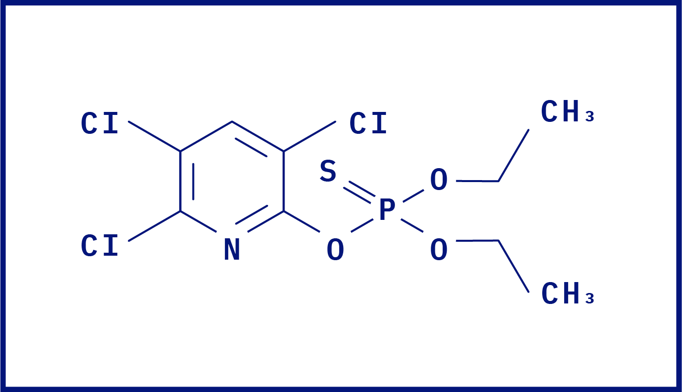 Chemical structure of chlorpyrifos.