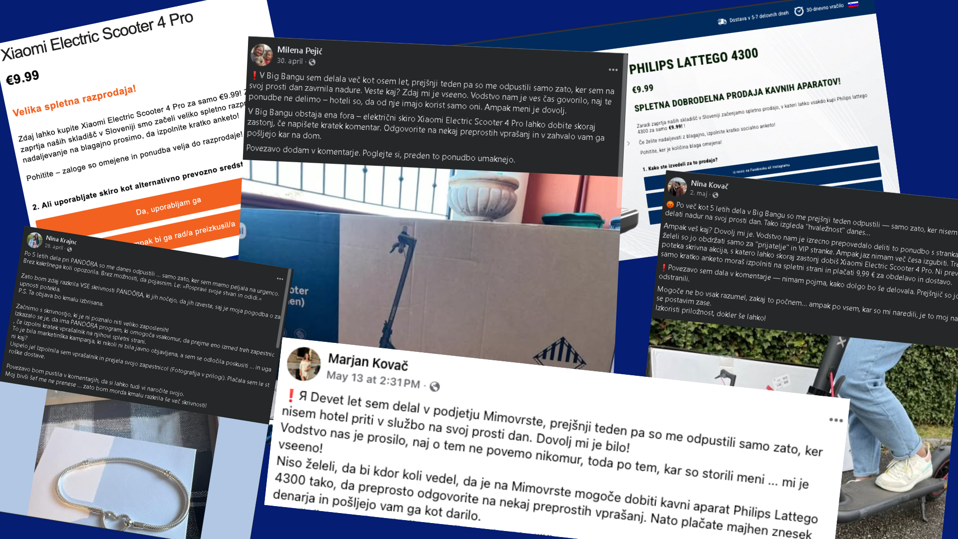 Facebook objave več domnevnih oseb, ki naj bi jih odpustili in se zdaj nekdanjemu delodajalcu maščujejo z razkritjem posebnih ponudb za ugoden nakup izdelkov. Foto: zaslonski posnetki
