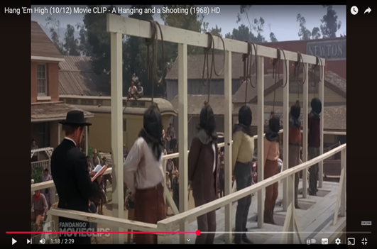 Zaslonski posnetek izseka filma Obesite ga brez usmiljenja. Vir: youtube